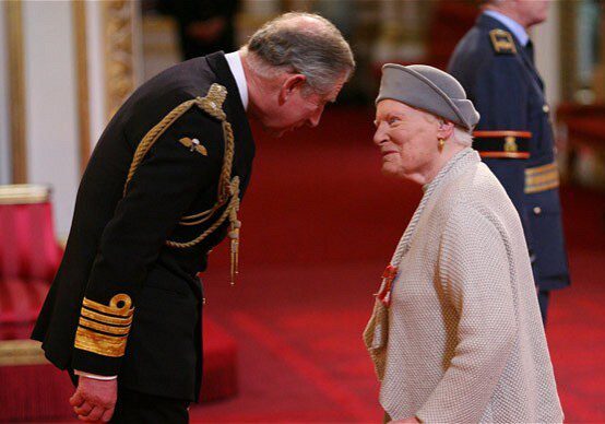 Athill receiving the OBE (Order of the British Empire) for services to literature